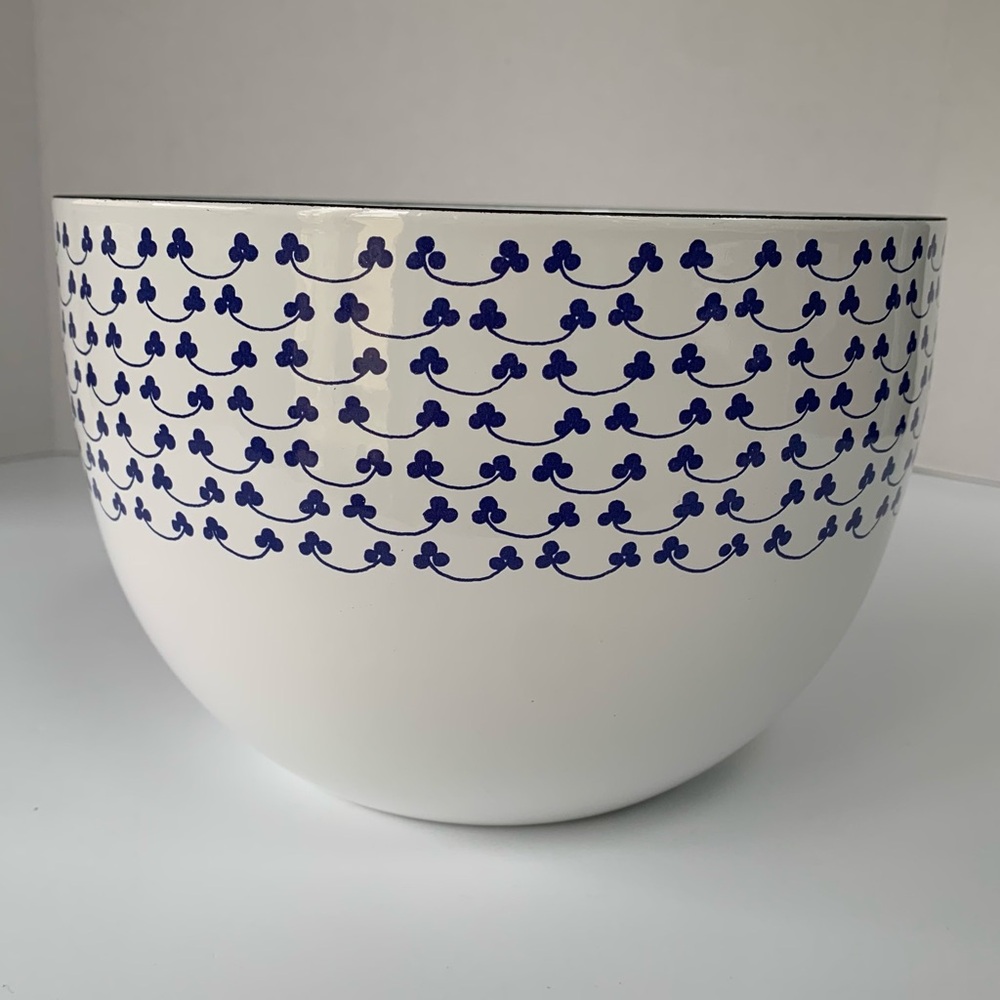 Kaj Franck Finland MCM Enamel Bowl Blue Clover Vintage Kitchen Collectible